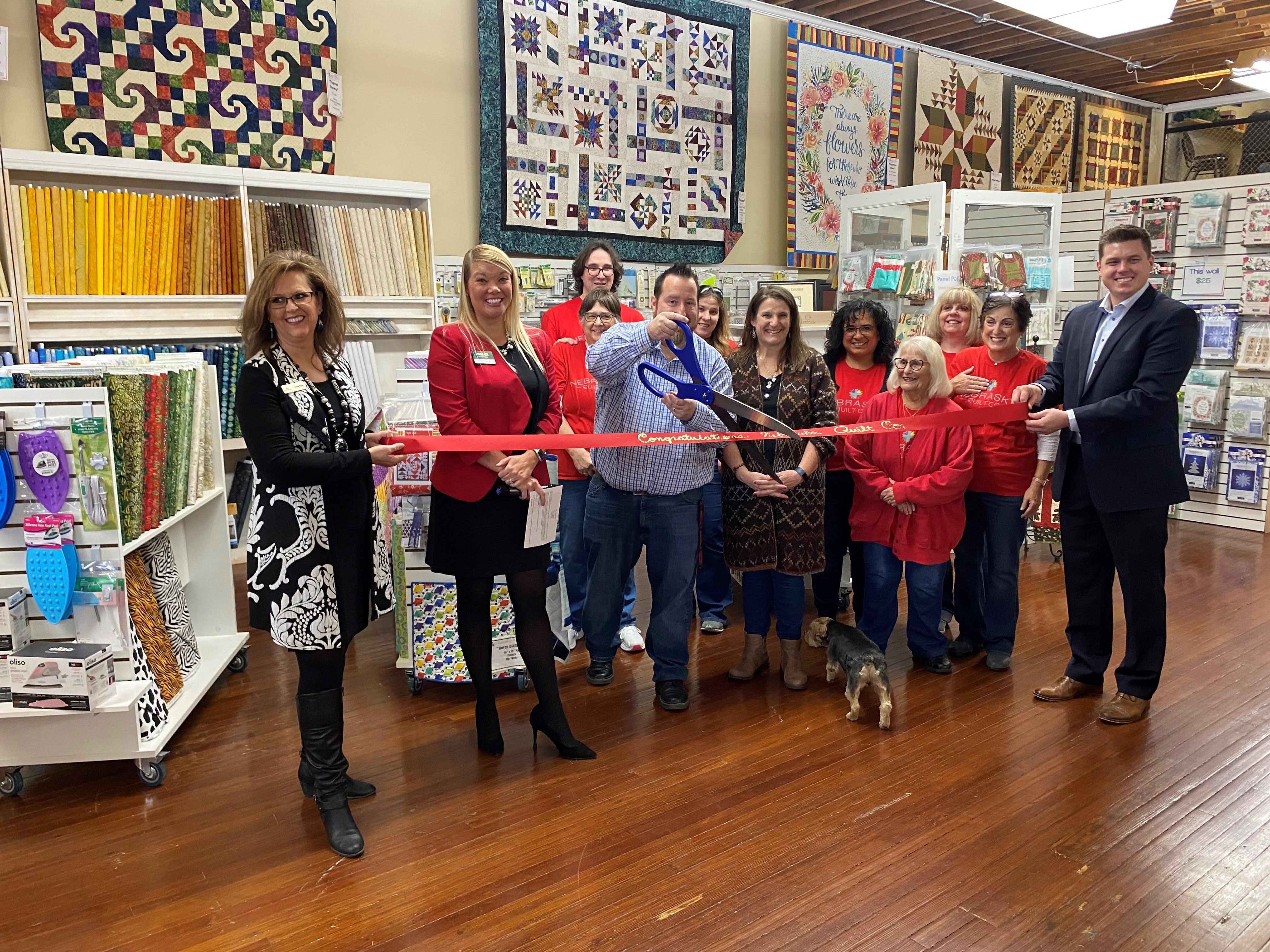 Chamber of Commerce Ribbon Cutting for Nebraska Quilt Company